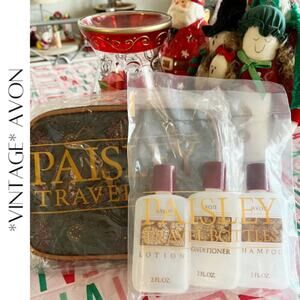 Vintage Avon 4pc Toiletry Travel Set New Sealed Tapestry Case Retro Gift